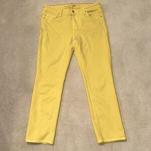 Kate Spade Play Hooky Broome Street Yellow Stretch Denim Capri Pants Sz 29